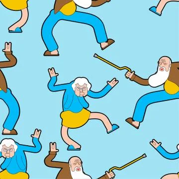 Old people dance pattern seamless Grandfather and grandmother are dancers bac Stock Illustration