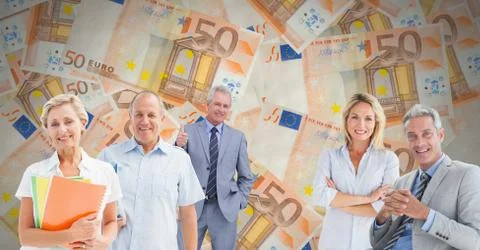 Old people in front of euro notes Foto stock