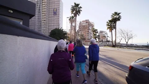Old people going for walk Stock Footage 89693146