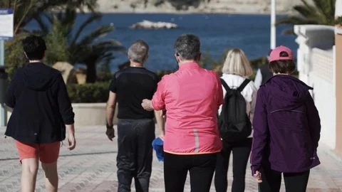 Old people walking away Stock Footage 89693201