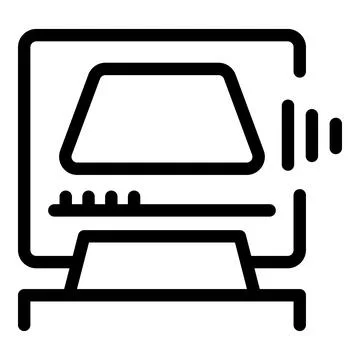 Old personal computer emitting sound waves icon 스톡 일러스트