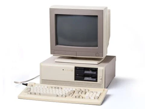 Old personal computer isolated on white background Fotos Stock