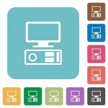 Old personal computer rounded square flat icons Stockillustratie