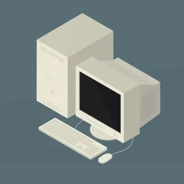 Old Personal Computer Vector Illustration, retro Stock Illustration