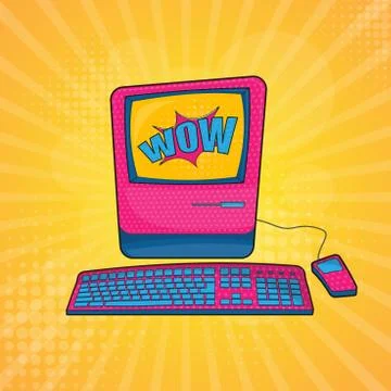Old Personal Computer Vector Illustration, retro Stock Illustration