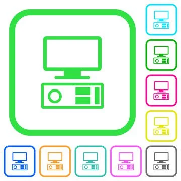 Old personal computer vivid colored flat icons イラスト素材