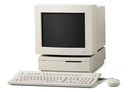 Old personal computer on a white background Fotos Stock