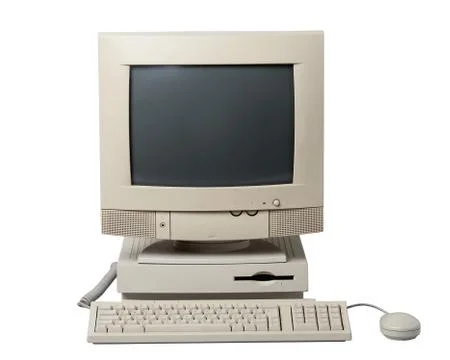 Old personal computer on a white background Stock Photos