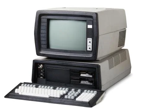 Old personal computer on a white background Fotos Stock