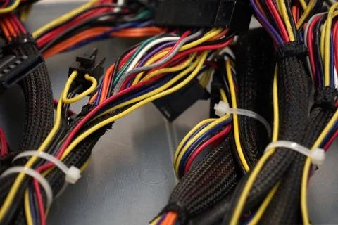  old personal computers pc components and cables Stock Photos