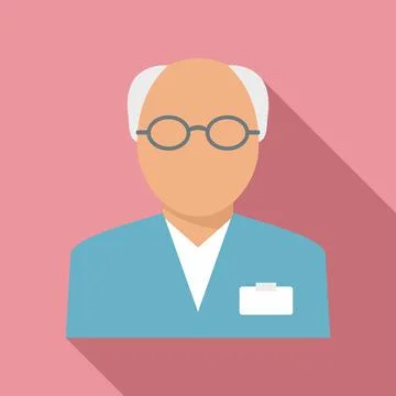 Old pharmacist icon, flat style Illustrazione stock