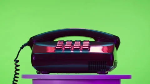 Old phone close-up, retro wired telephone on chroma key green background. Stock Footage 169198616