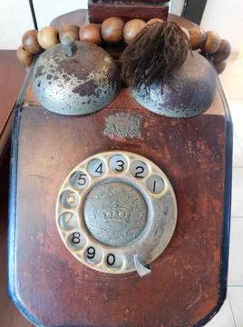 The old phone with disc dials Stock Photos