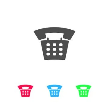 Old phone icon flat. Stock Illustration