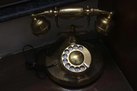 Old phone with a rotary dial Stock Photos