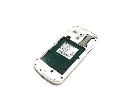 Old phone on white background isolate. rear view Stock Photos
