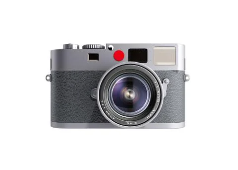 Old photo camera 3d render on white background Stock Illustration