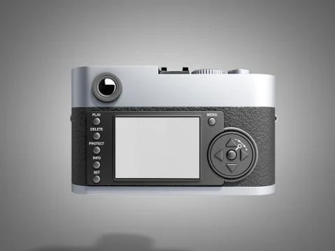 Old photo camera 3d render on grey background Stock Illustration