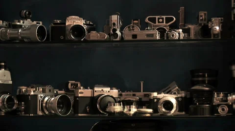 Old photo camera collection background Video stock 37271470