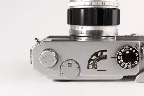 Old photo camera isolated on white background Stock Photos