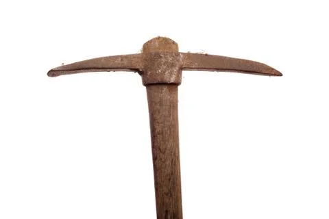 Old pick axe shot over white background Stock Photos