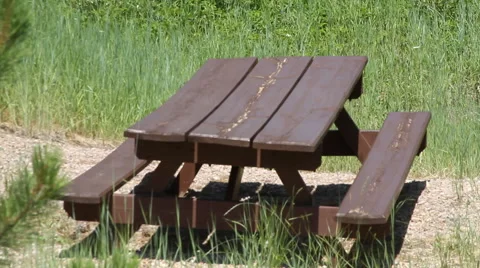 Old picnic table in the forest Stock Footage 40365047