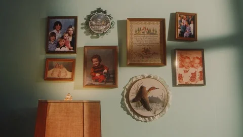Old Pictures on Wall Stock Footage 122514836