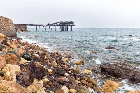 Old pier into disuse Stock Photos