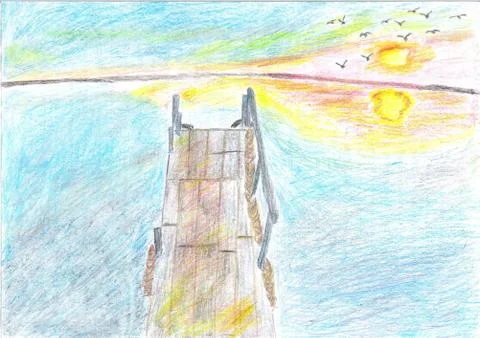 Old pier Stock Illustration