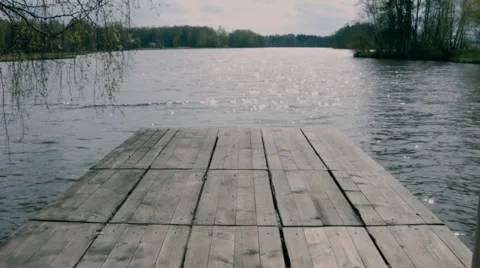 Old pier on a lake Stock Footage 49912551