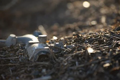 Old Pipe Abandoned on the Ground Stock Photos