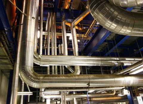 Old pipe in the powerhouse Stock Photos