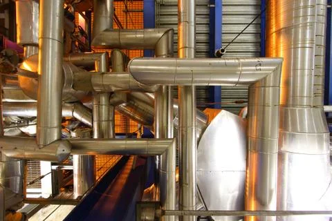 Old pipe in the powerhouse Stock Photos