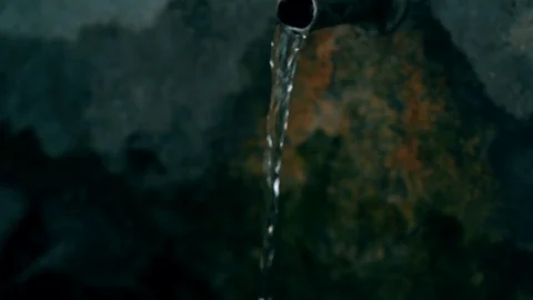 Old pipe of water getting out of the wall Video stock 81377801
