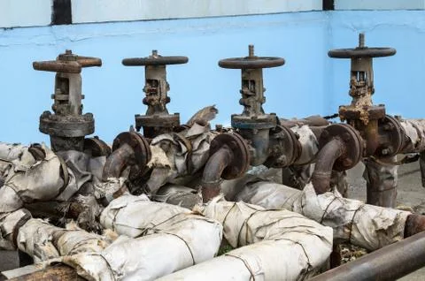 Old pipeline valves Stock Photos