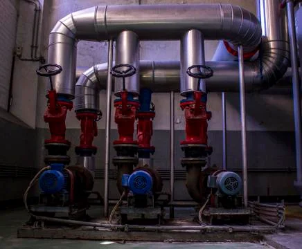 Old Piping of heating Stock Photos