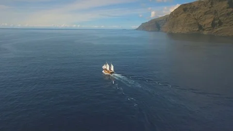 Old pirate ship in the ocean Stock-Footage 74294562