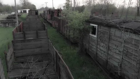 Old place, old style wagons Stock Footage