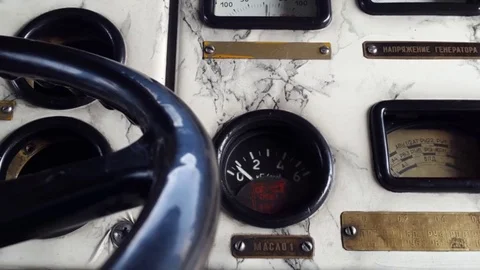 Old plane dashboard and control panel not in use Stock Footage 74052402