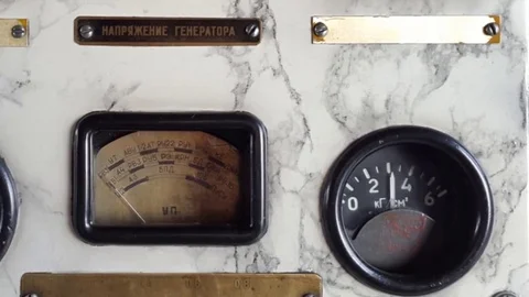 Old plane dashboard and control panel not in use Stock Footage 74052458