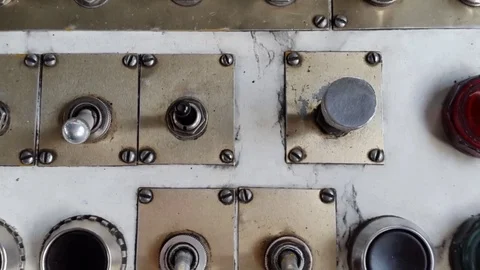 Old plane dashboard and control panel not in use Stock Footage 74052513