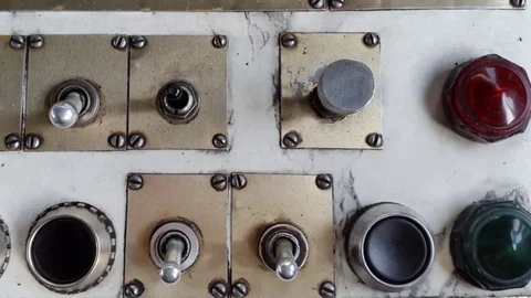 Old plane dashboard and control panel not in use Stock Footage 74052565