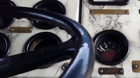 Old plane dashboard and control panel not in use Stock Footage 74052604
