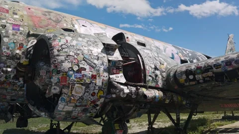 Old plane near abandoned Željava air base Stock Footage 336713263