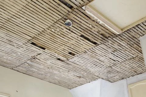 Old plaster and lath ceiling Stock Photos