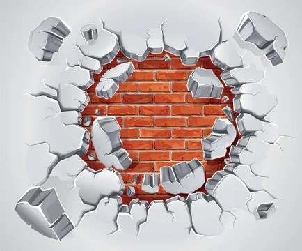 Old Plaster and Red brick wall damage. Vector illustration Illustrazione stock