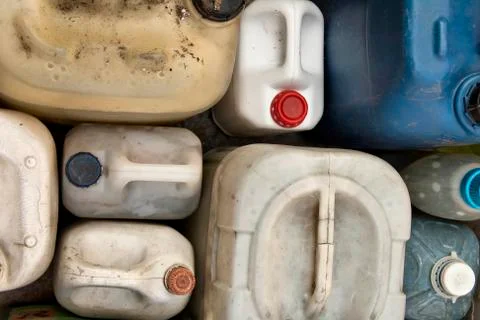 Old plastic containers Stock Photos
