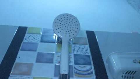 Old a plastic showerhead Stock Photos