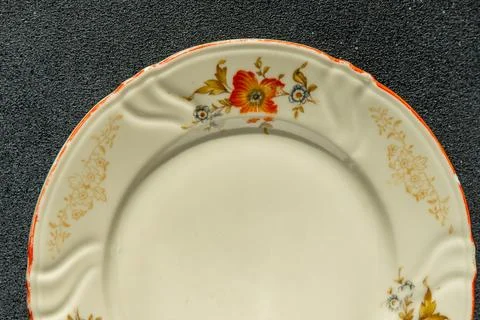 Old plate top view. Stock Photos