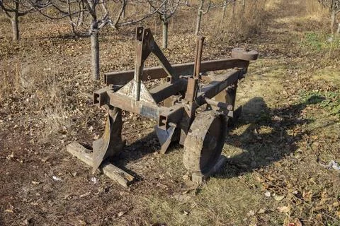 Old plow for a tractor Stock Photos
